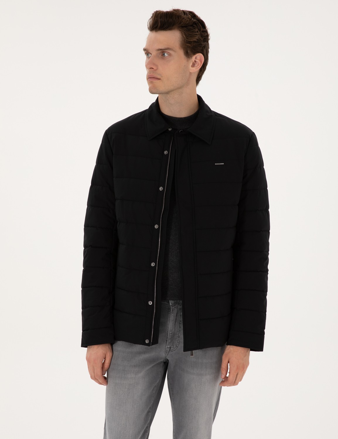 Pierre Cardin Erkek Lacivert Gömlek Yaka Mont 50313938-VR033 görsel 3