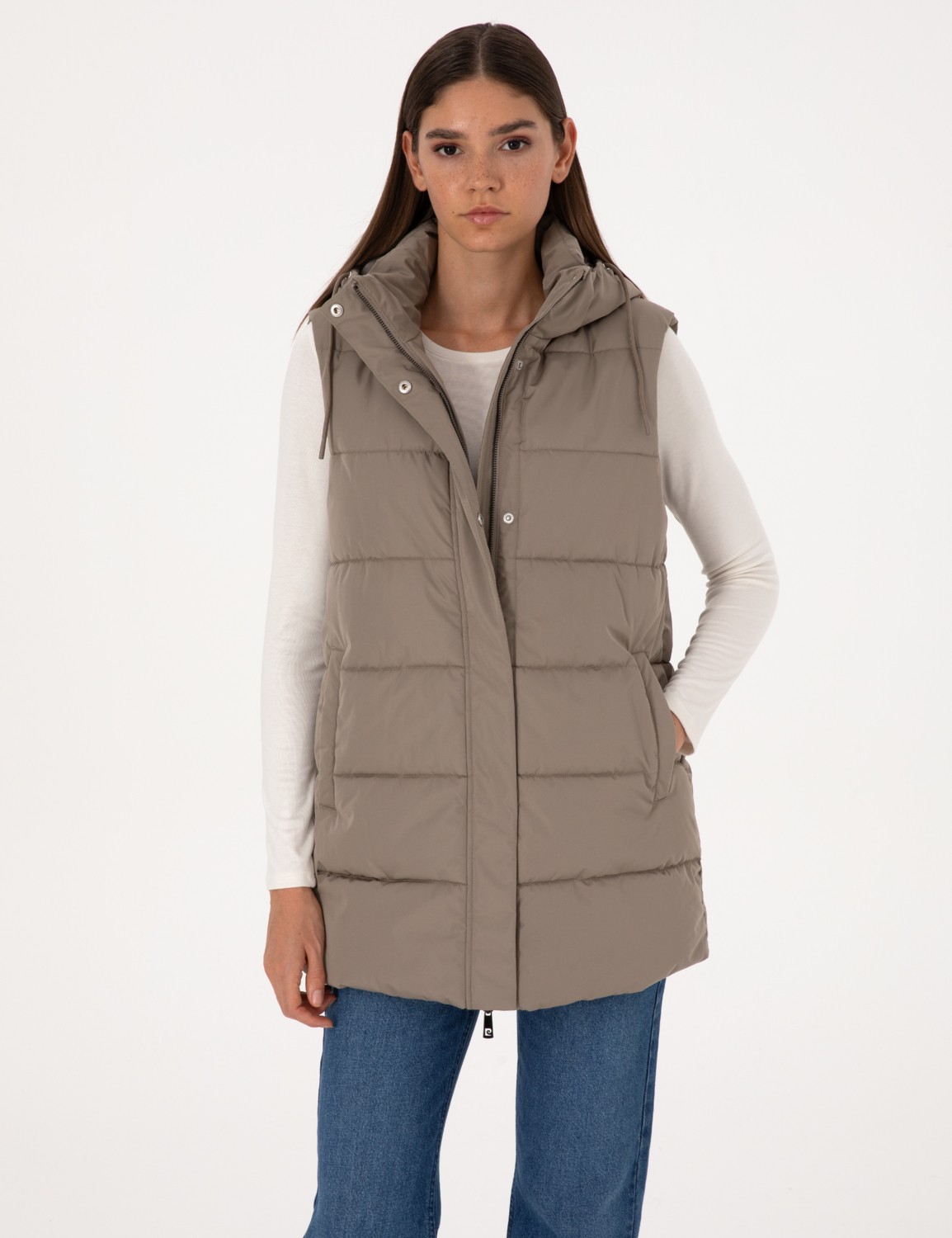 Pierre Cardin Kadın Siyah Çıkarılabilir Kapüşonlu Yelek 50309044-VR046