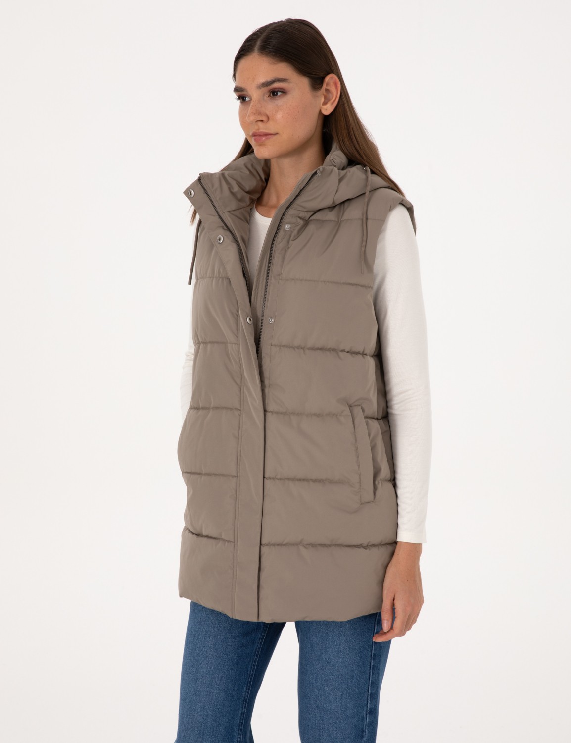 Pierre Cardin Kadın Siyah Çıkarılabilir Kapüşonlu Yelek 50309044-VR046 görsel 3