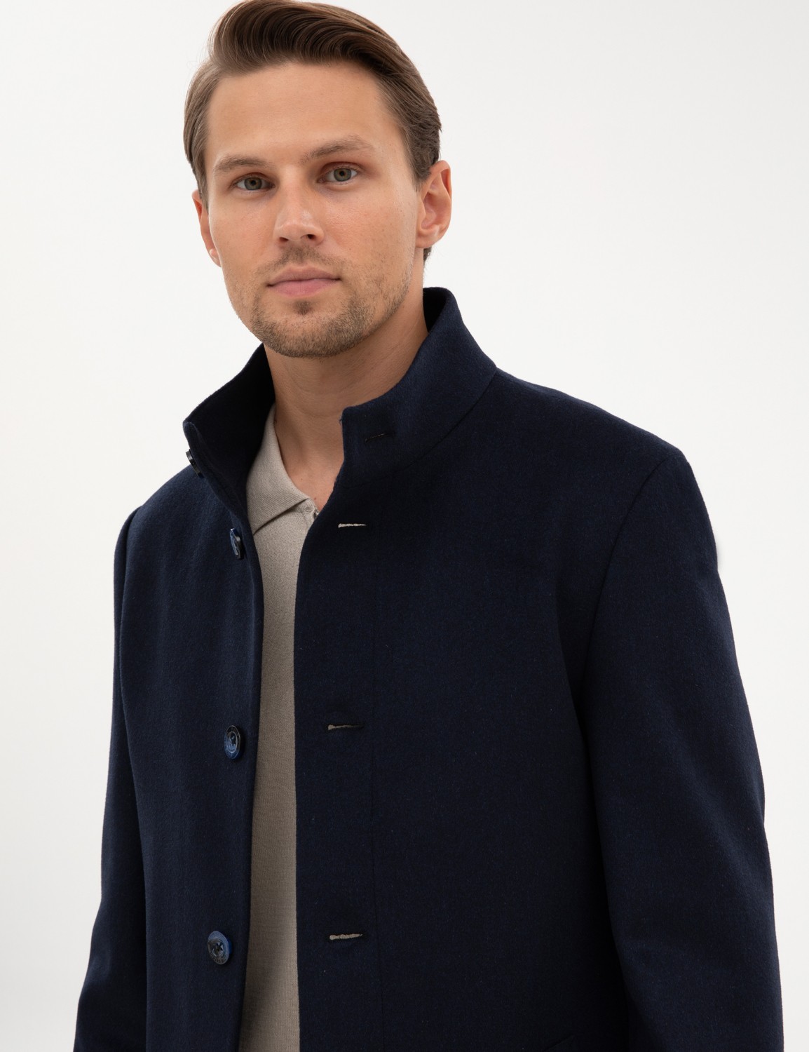 Pierre Cardin Erkek Antrasit Slim Fit Yün Karışımlı Palto 50317440-VR006 görsel 2