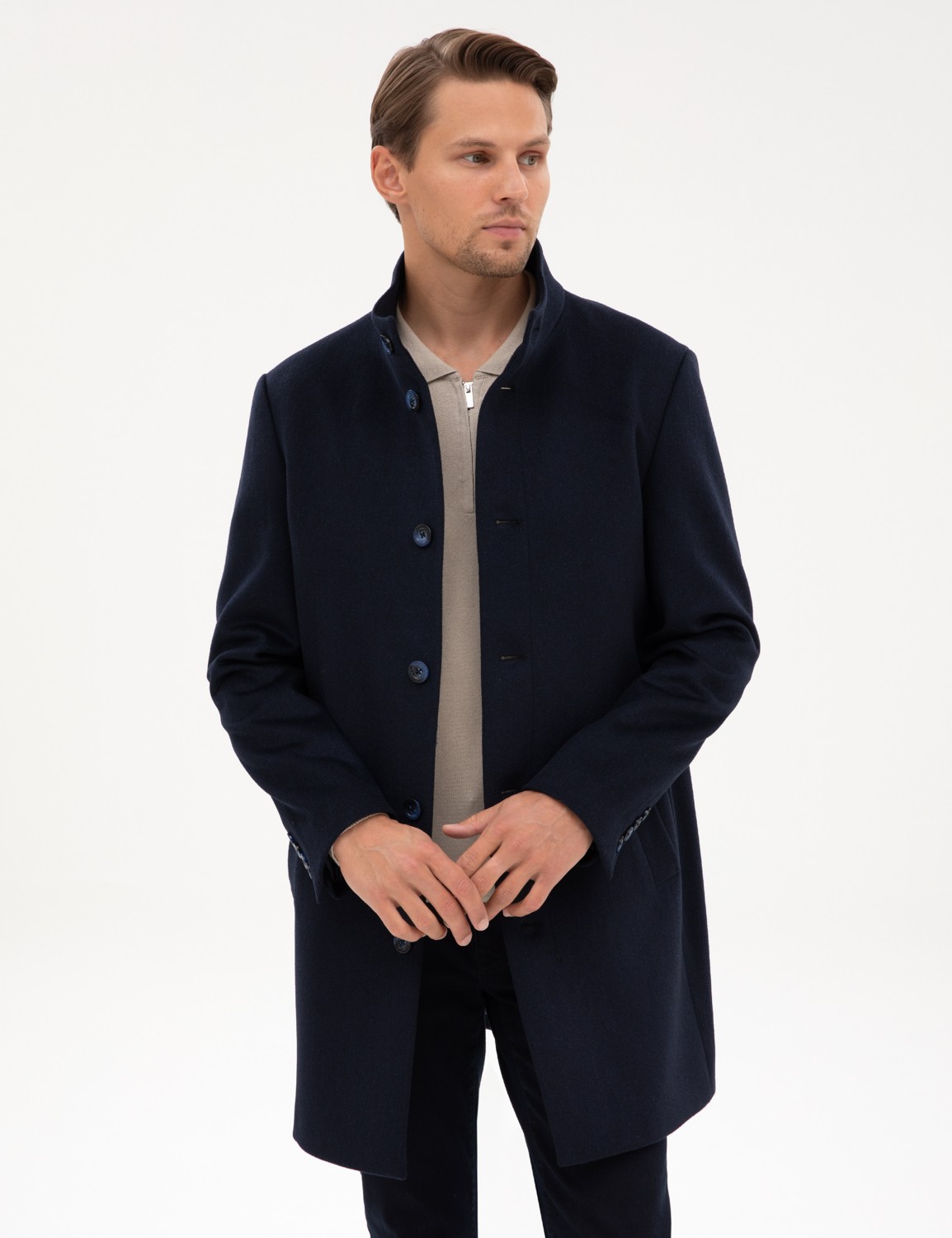 Pierre Cardin Erkek Antrasit Slim Fit Yün Karışımlı Palto 50317440-VR006 görsel 3
