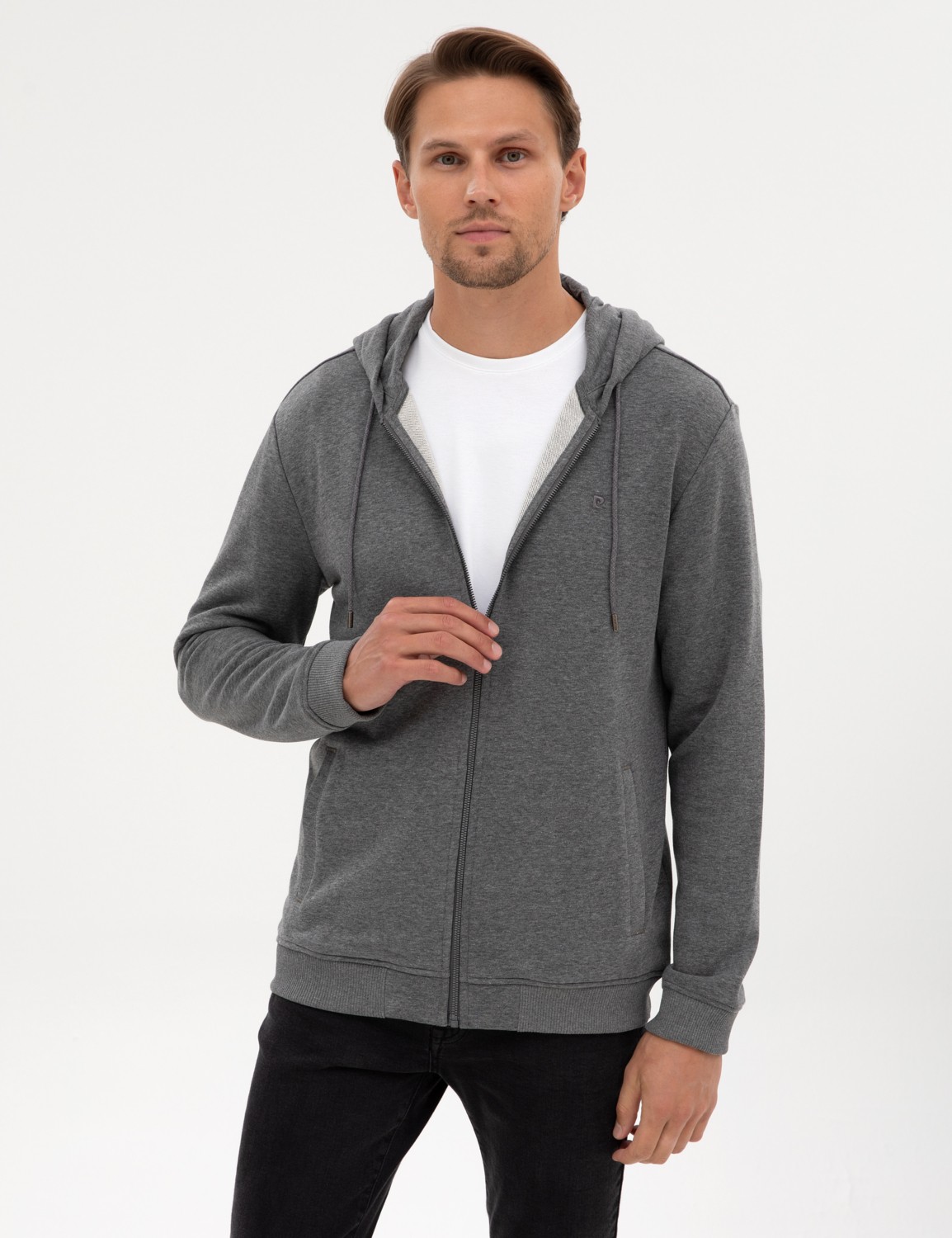 Pierre Cardin Erkek Antrasit Melanj Regular Fit Örme Hırka 50317656-VR081