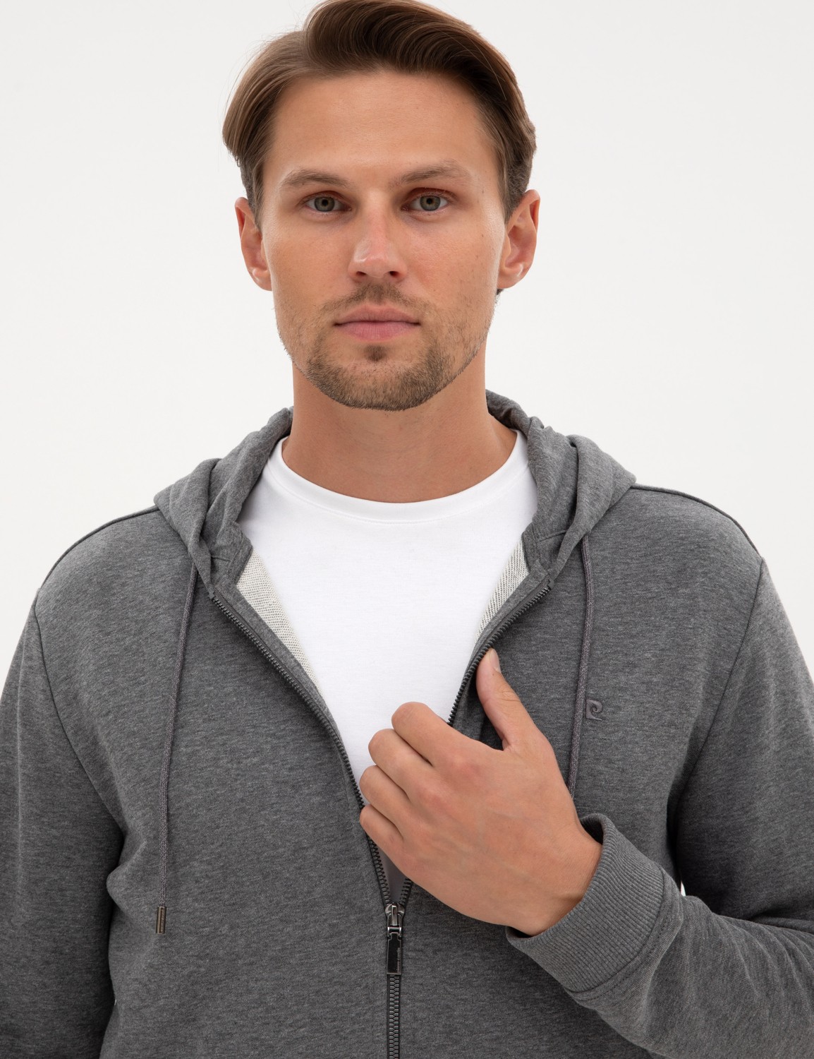Pierre Cardin Erkek Antrasit Melanj Regular Fit Örme Hırka 50317656-VR081 görsel 2