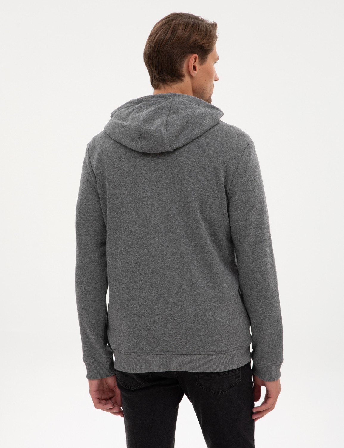 Pierre Cardin Erkek Antrasit Melanj Regular Fit Örme Hırka 50317656-VR081 görsel 5