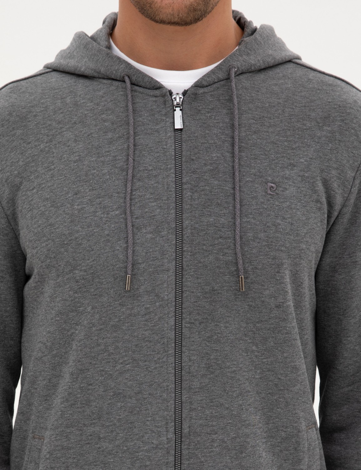 Pierre Cardin Erkek Antrasit Melanj Regular Fit Örme Hırka 50317656-VR081 görsel 6