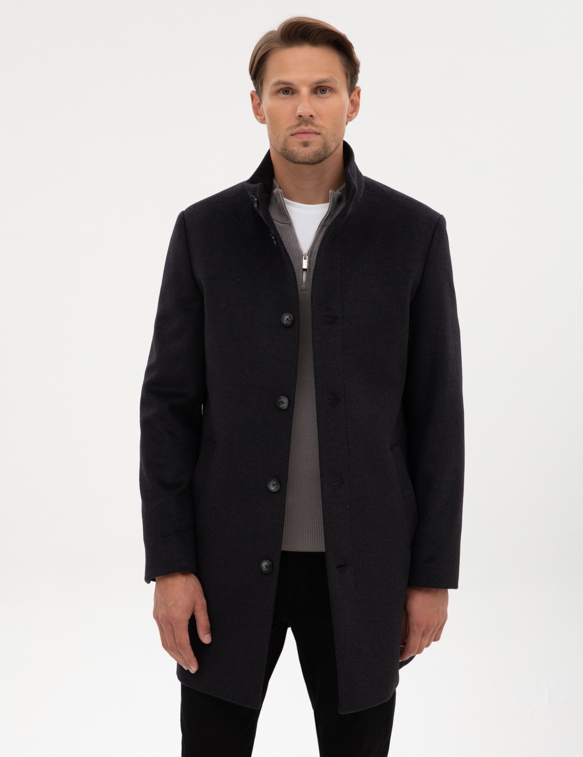 Pierre Cardin Erkek Antrasit Slim Fit Yün Karışımlı Palto 50317440-VR006