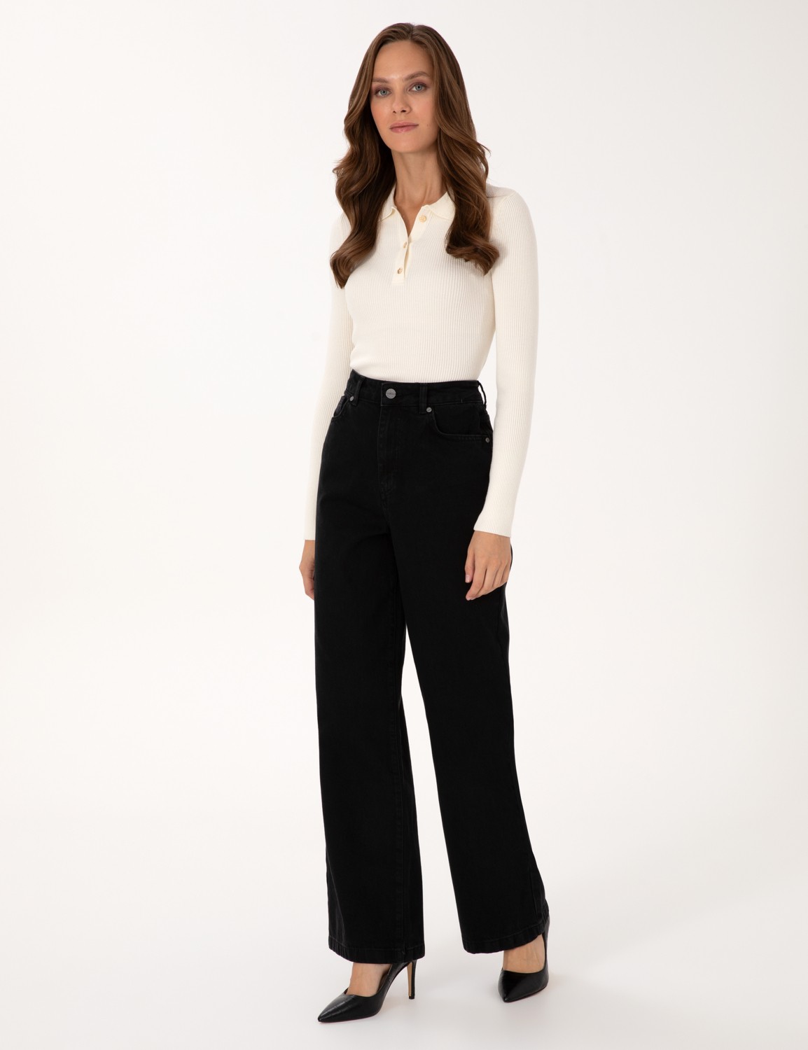 Pierre Cardin Kadın Siyah Loose Fit Jean Pantolon 50318043-VR046