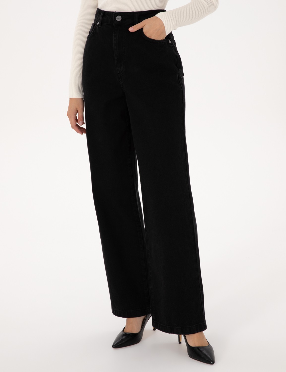 Pierre Cardin Kadın Siyah Loose Fit Jean Pantolon 50318043-VR046 görsel 2