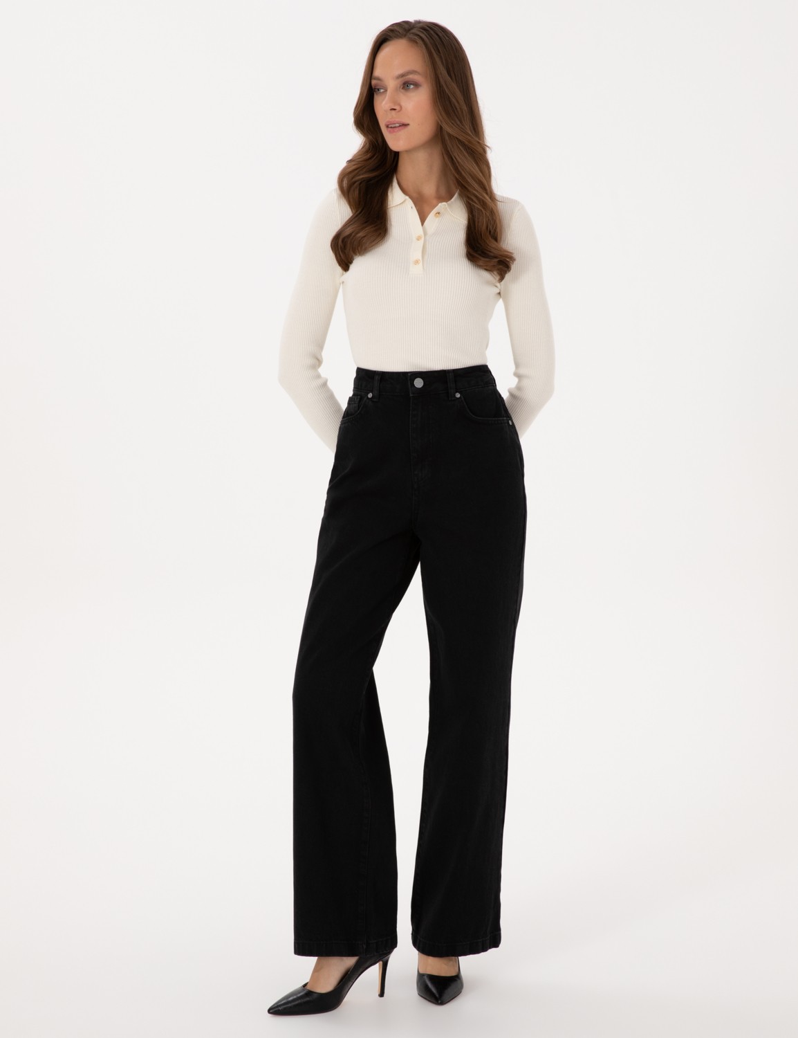 Pierre Cardin Kadın Siyah Loose Fit Jean Pantolon 50318043-VR046 görsel 3