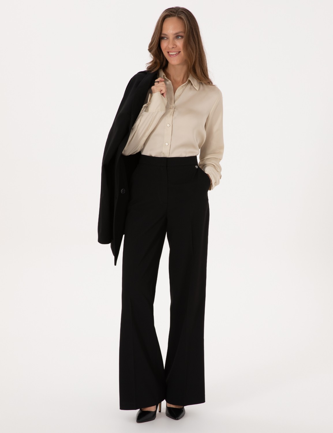 Pierre Cardin Kadın Siyah Palazzo Kumaş Pantolon 50319006-VR046