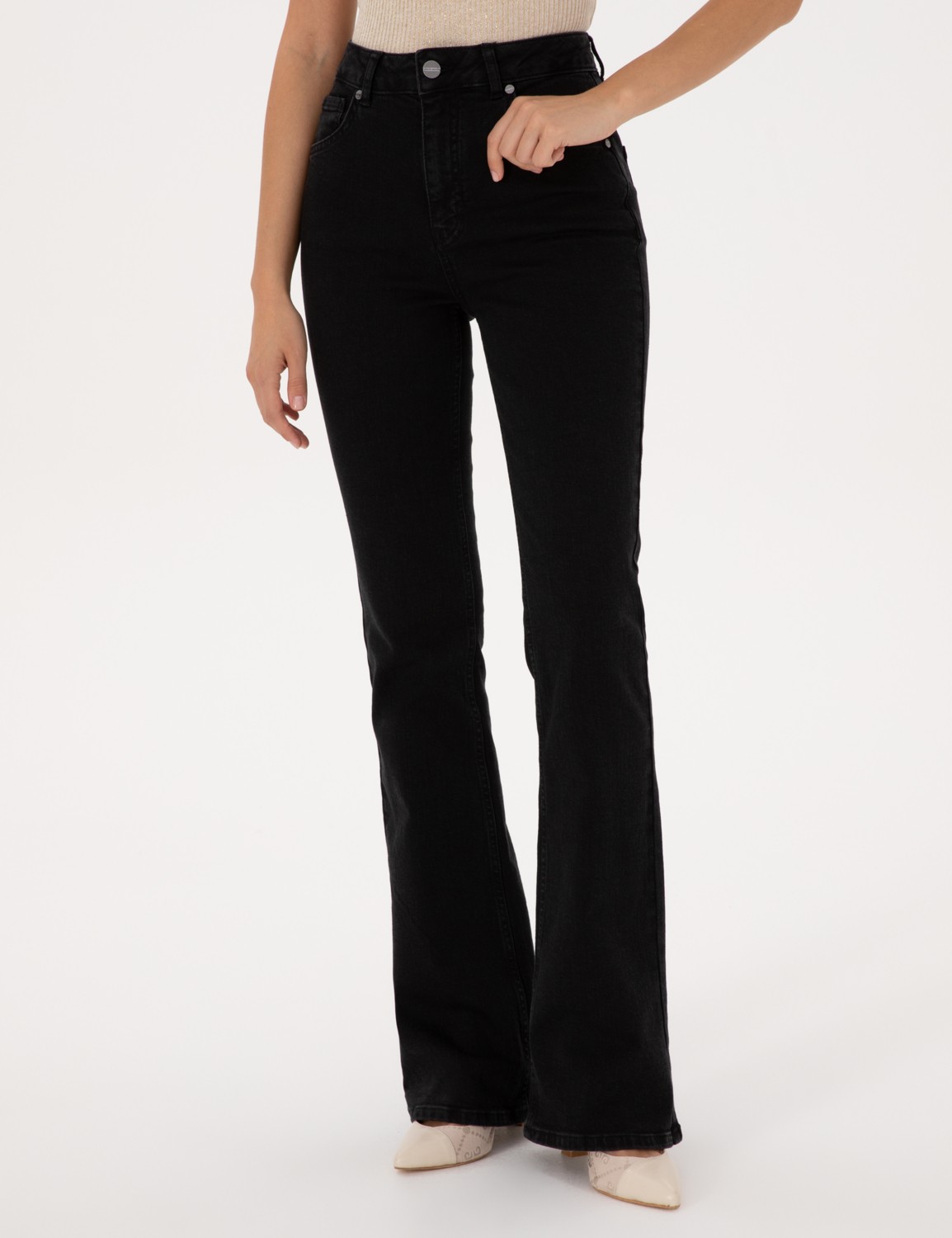 Pierre Cardin Kadın Siyah Skinny Flare Fit Jean Pantolon 50318044-VR046 görsel 2