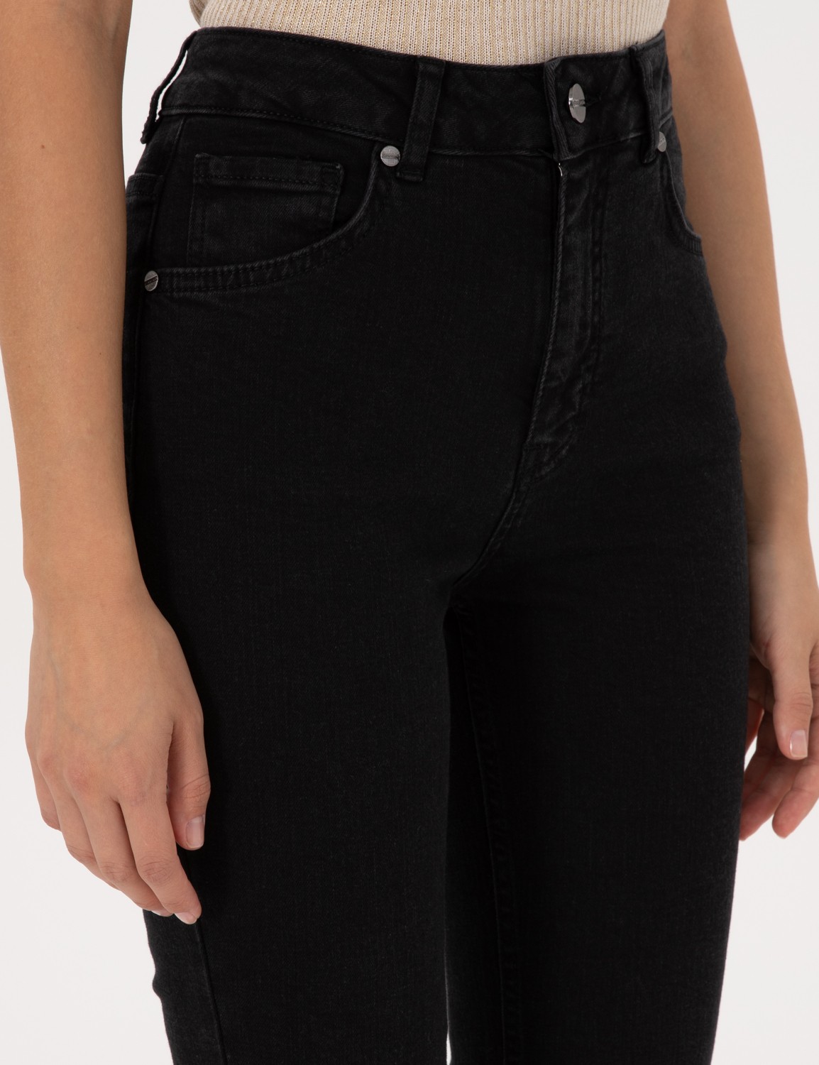 Pierre Cardin Kadın Siyah Skinny Flare Fit Jean Pantolon 50318044-VR046 görsel 5