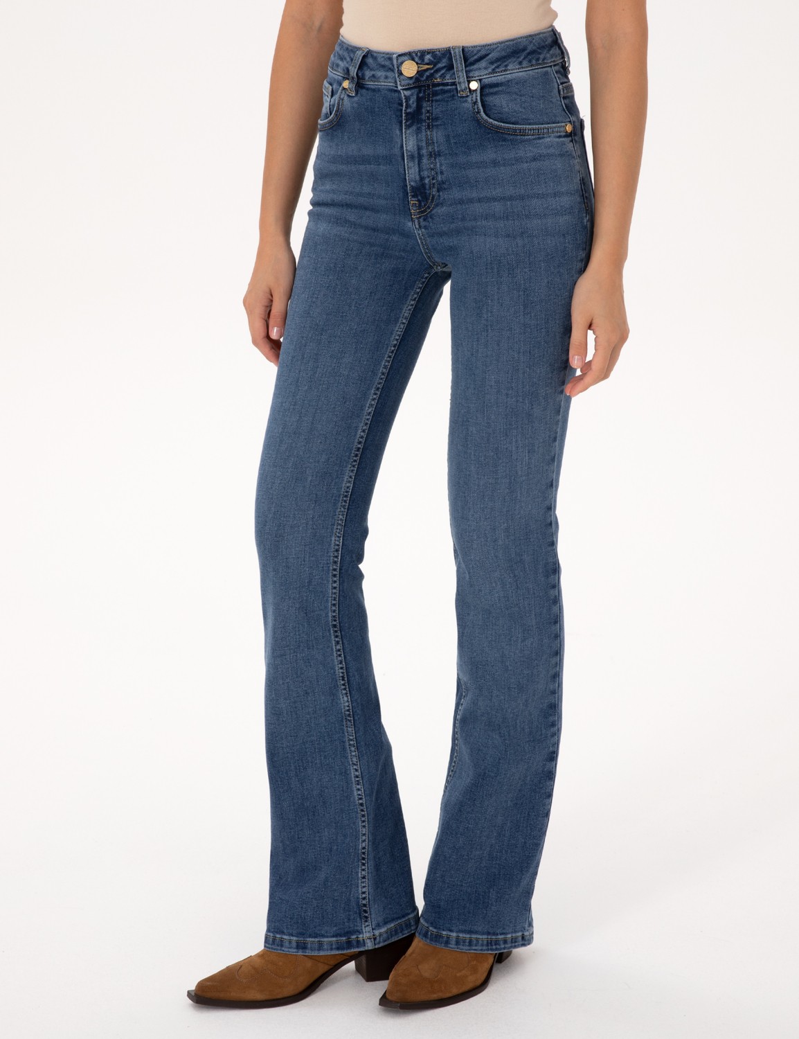 Pierre Cardin Kadın Mavi Skinny Flare Fit Jean Pantolon 50318242-VR036 görsel 2