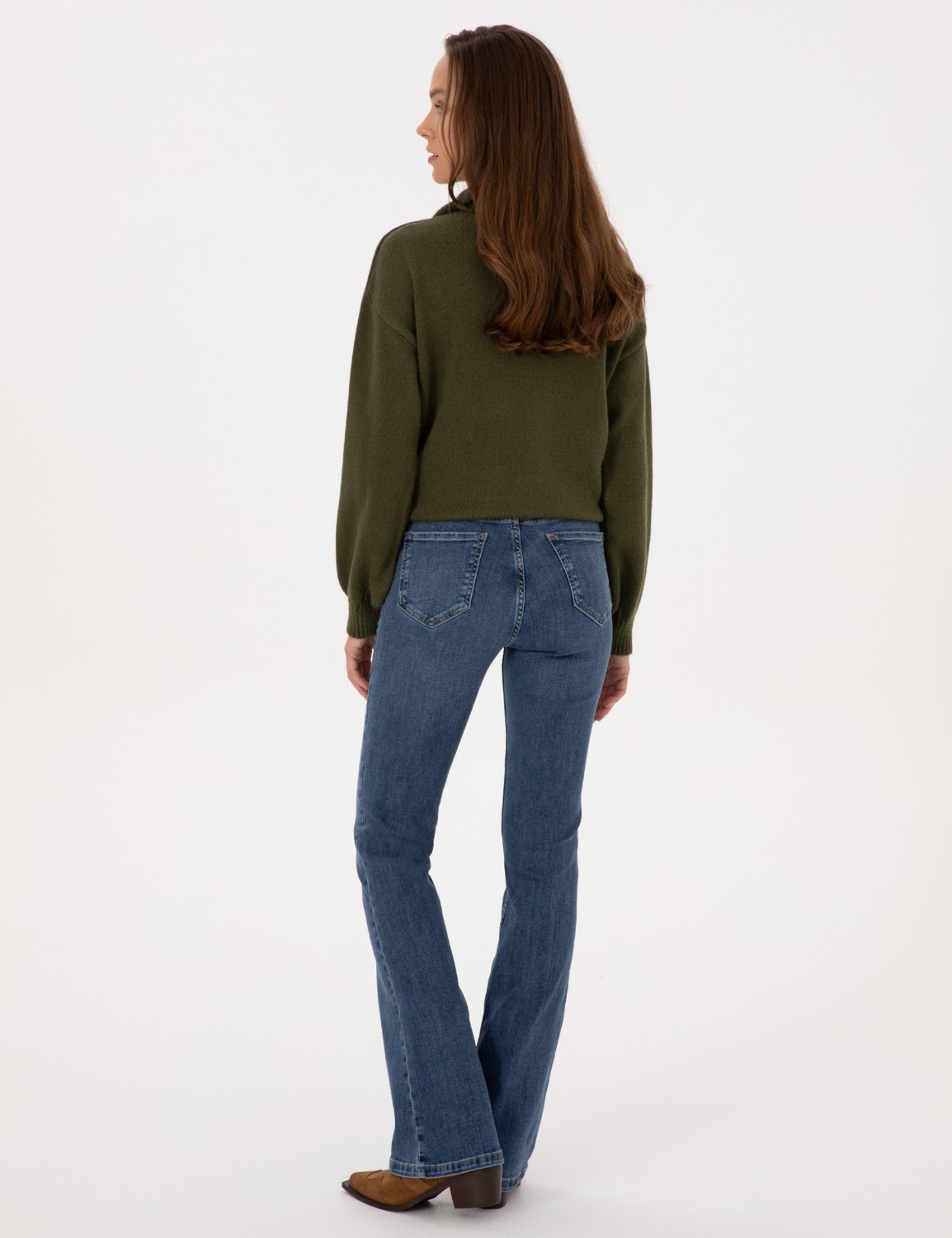 Pierre Cardin Kadın Mavi Skinny Flare Fit Jean Pantolon 50318242-VR036 görsel 4