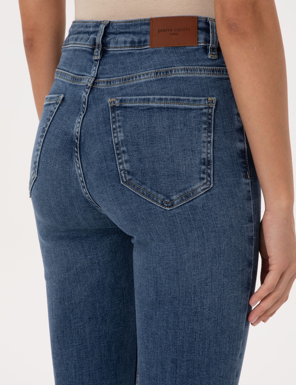 Pierre Cardin Kadın Mavi Skinny Flare Fit Jean Pantolon 50318242-VR036 görsel 6