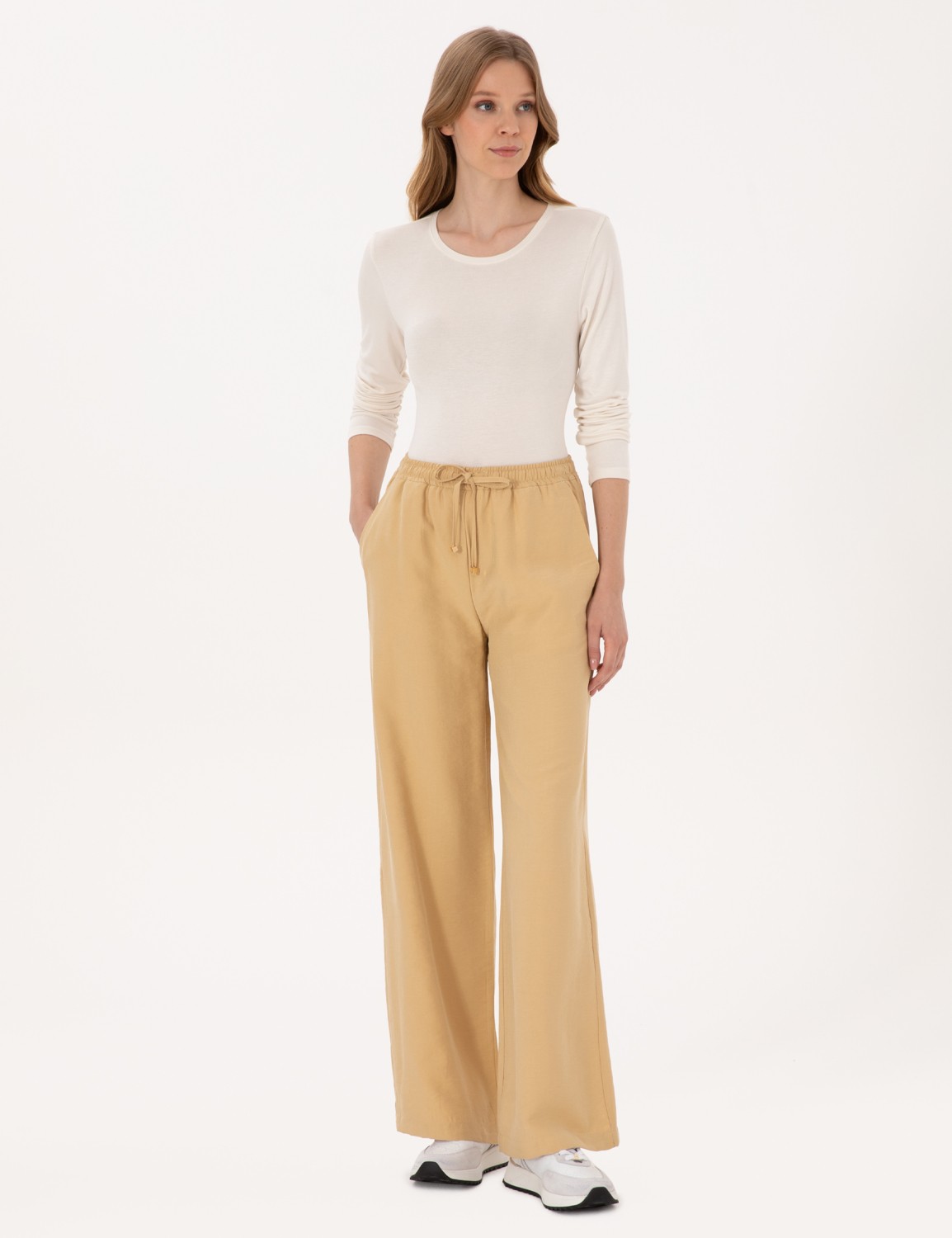 Pierre Cardin Kadın Siyah Loose Fit Kanvas Pantolon 50318198-VR046