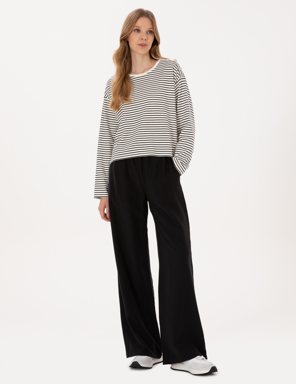 Pierre Cardin Kadın Siyah Loose Fit Kanvas Pantolon 50318198-VR046