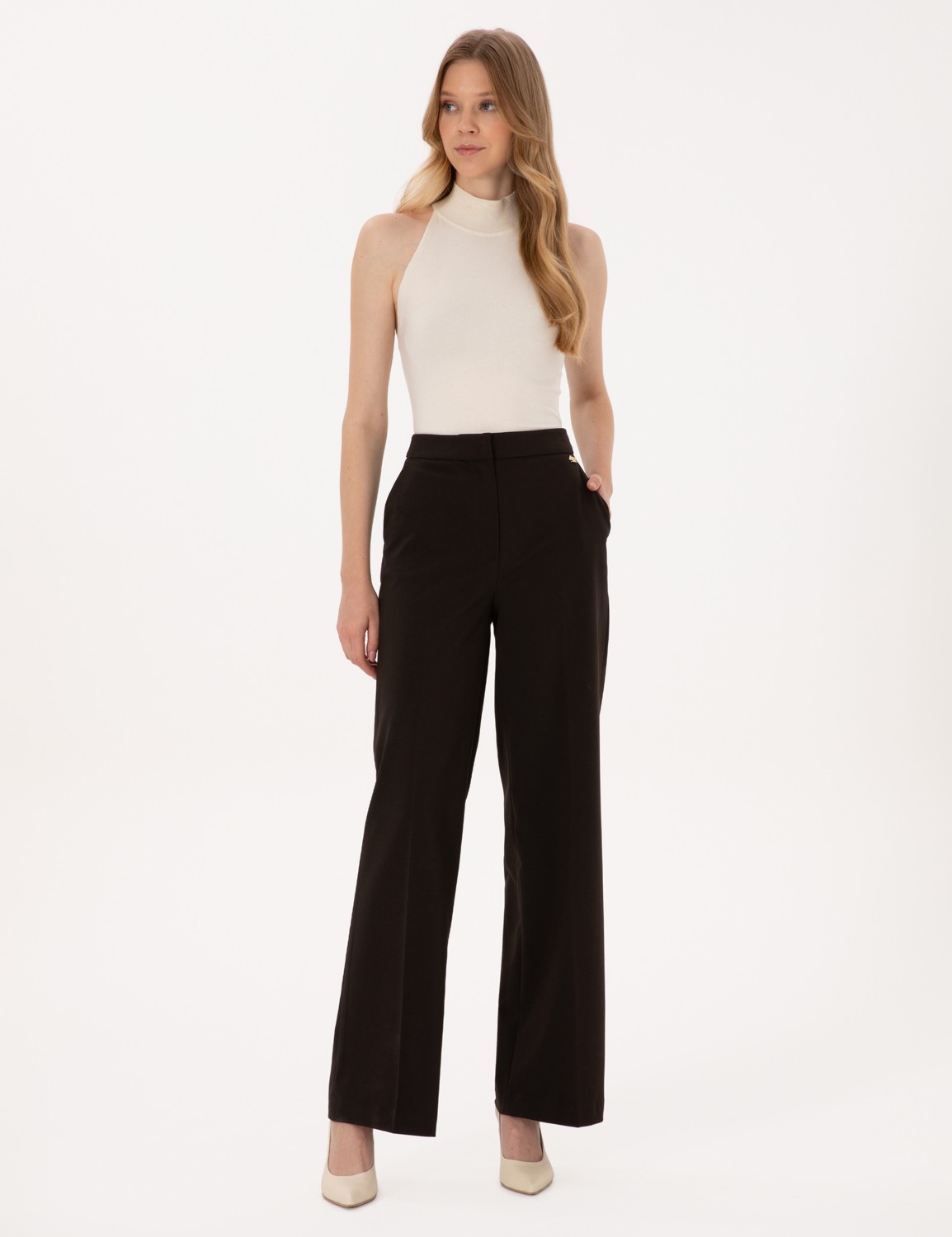 Pierre Cardin Kadın Siyah Palazzo Kumaş Pantolon 50319006-VR046