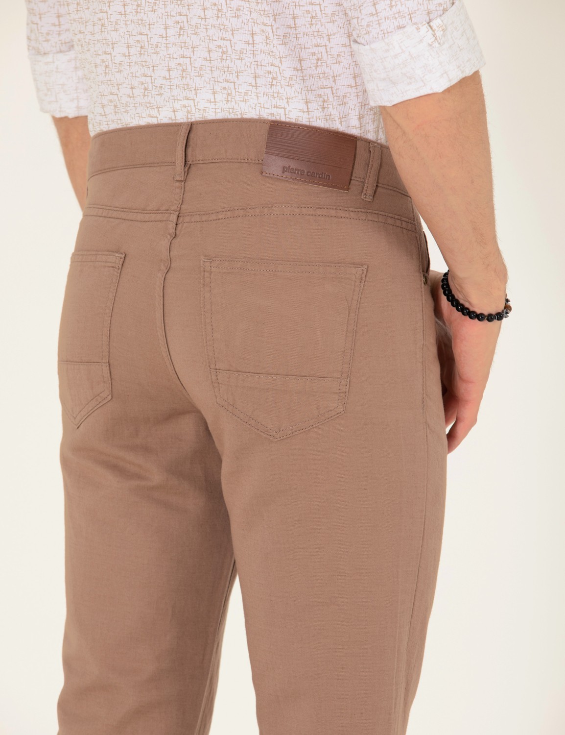 Pierre Cardin Erkek Siyah Slim Fit Keten Karışımlı Kanvas Pantolon 50268095-VR046 Orta Kalınlık ve Düz Cep görsel 7