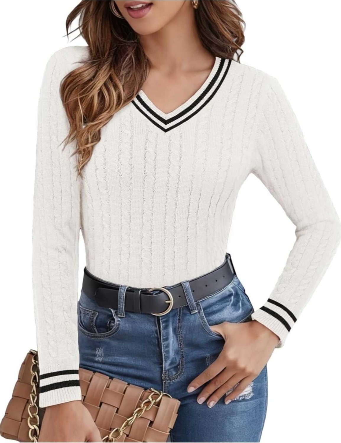 Youknitwear You Riviera V Yaka Kadın Kazak görsel 3