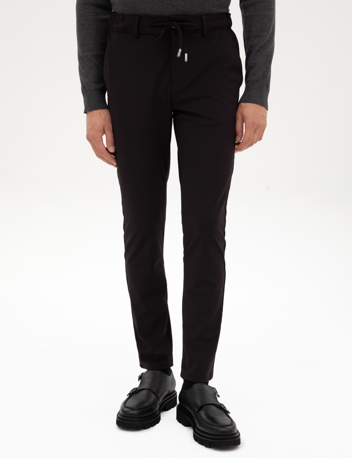 Pierre Cardin Erkek Siyah Slim Fit Beli Lastikli Kordonlu Jogger Kanvas Pantolon 50317281-VR046 görsel 8