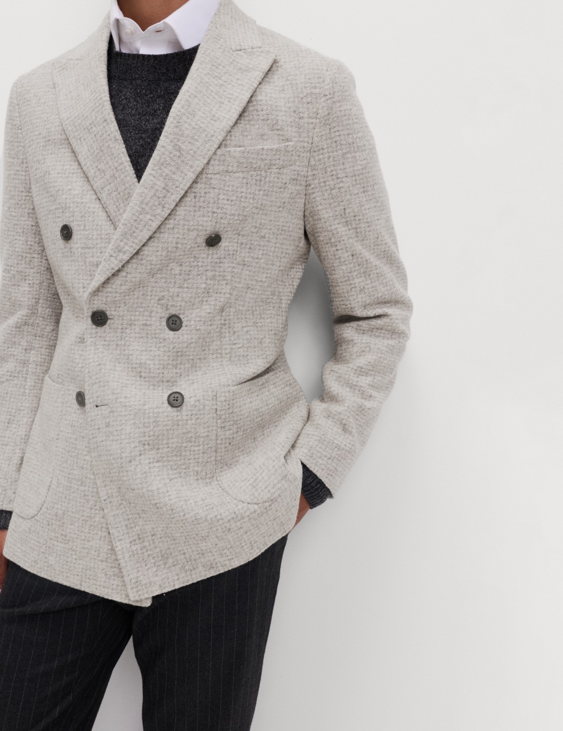 Marks & Spencer Yün-Pamuk Karışımlı Ekose Detaylı Blazer görsel 4
