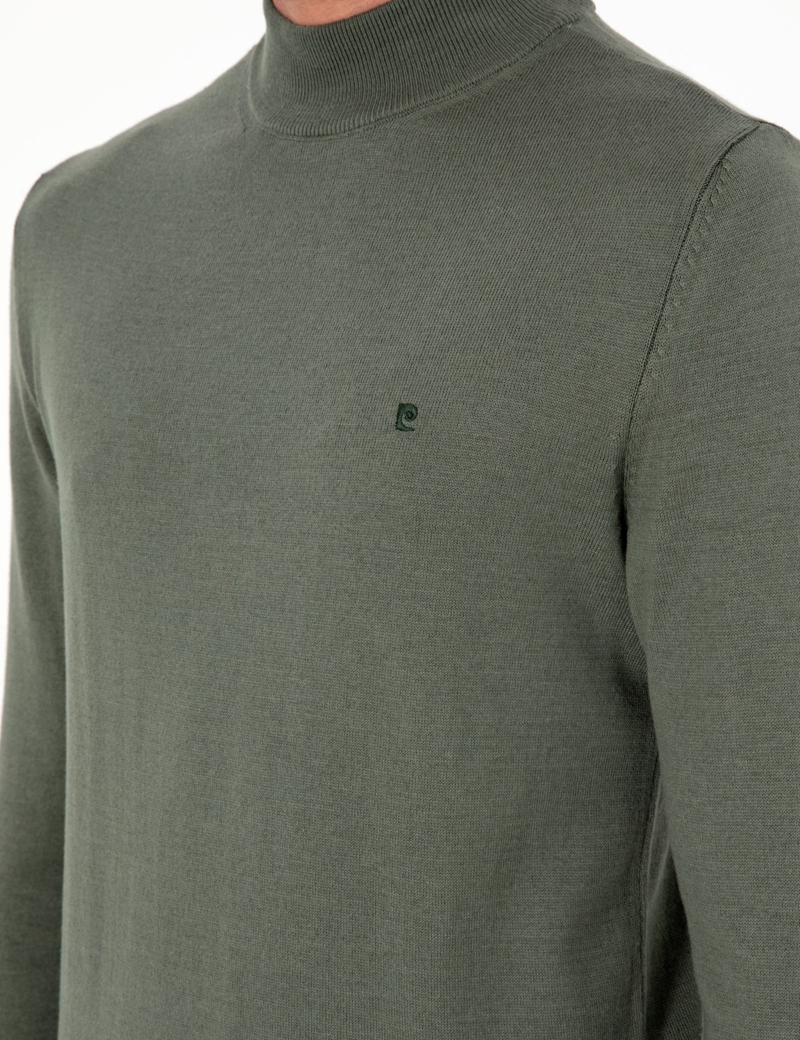 Pierre Cardin Erkek Kahverengi Slim Fit Yarım Balıkçı Yaka Basic Triko Kazak 50296614-VR163 görsel 7