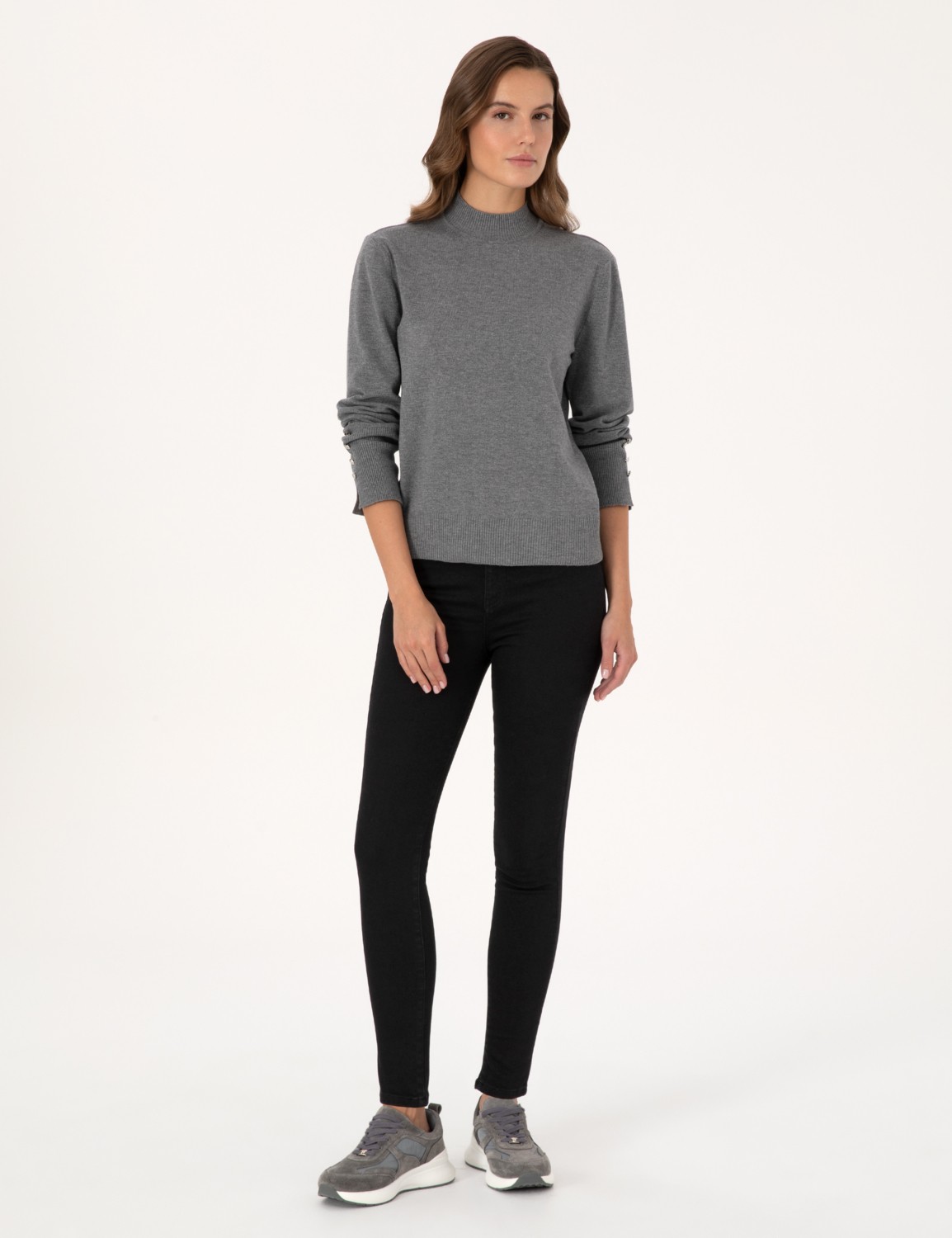 Pierre Cardin Kadın Siyah Skinny Fit Jean Pantolon 50291380-VR046 görsel 7