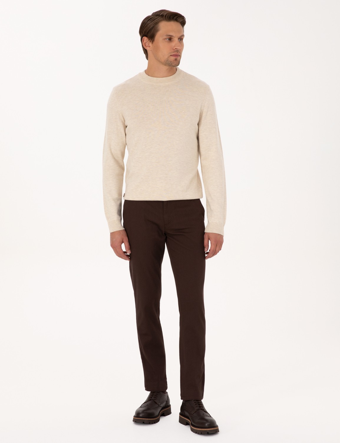 Pierre Cardin Erkek Koyu Kahverengi Slim Fit Kanvas Pantolon 50299517-VR084 görsel 7