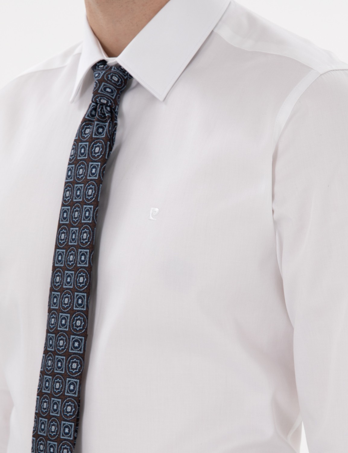 Pierre Cardin Erkek Beyaz %100 Pamuk Parlak Saten Slim Fit Uzun Kollu Basic Gömlek 50305127-VR013 görsel 7