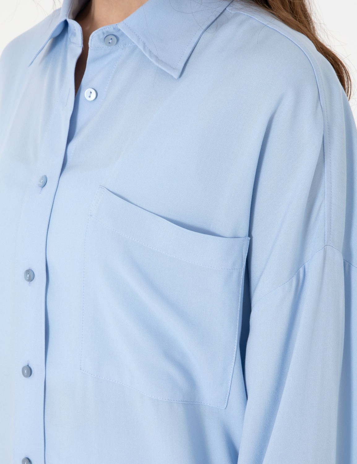 Pierre Cardin Kadın Fuşya Oversize Uzun Kollu Gömlek 50311567-VR023 görsel 7