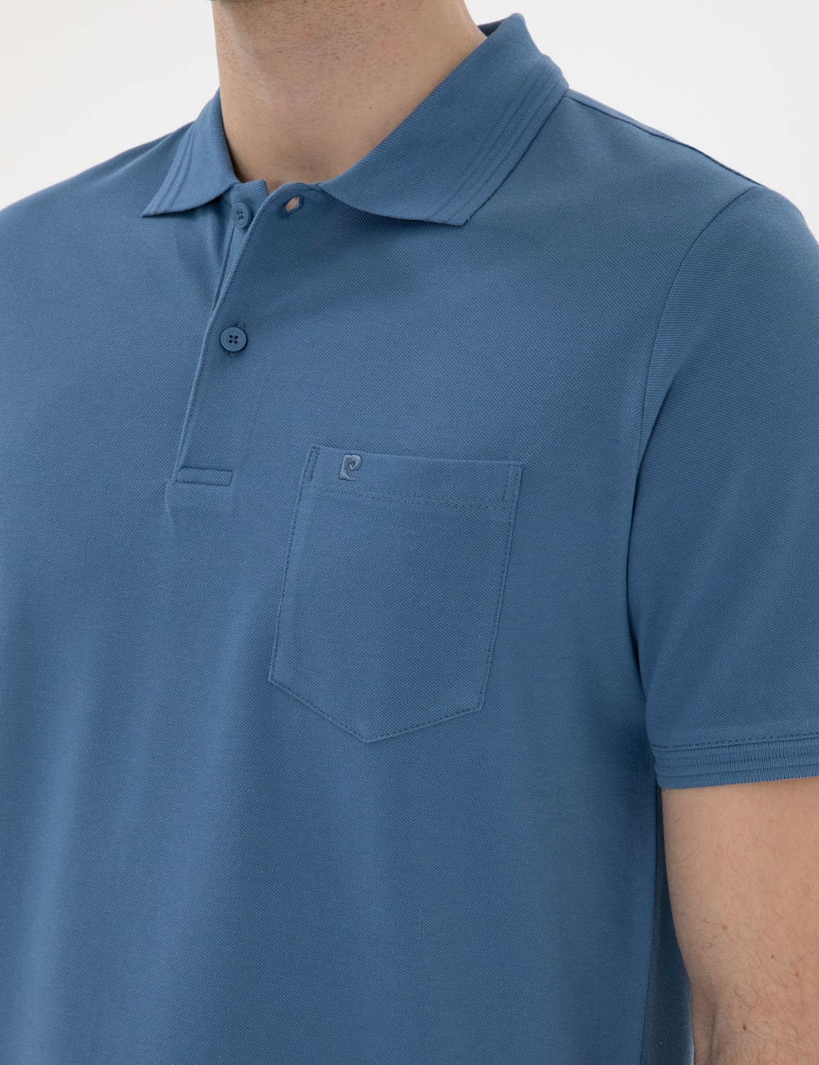 Pierre Cardin Erkek Koyu Mavi Regular Fit %100 Pamuk Polo Yaka Basic Tişört 50306552-VR032 görsel 7