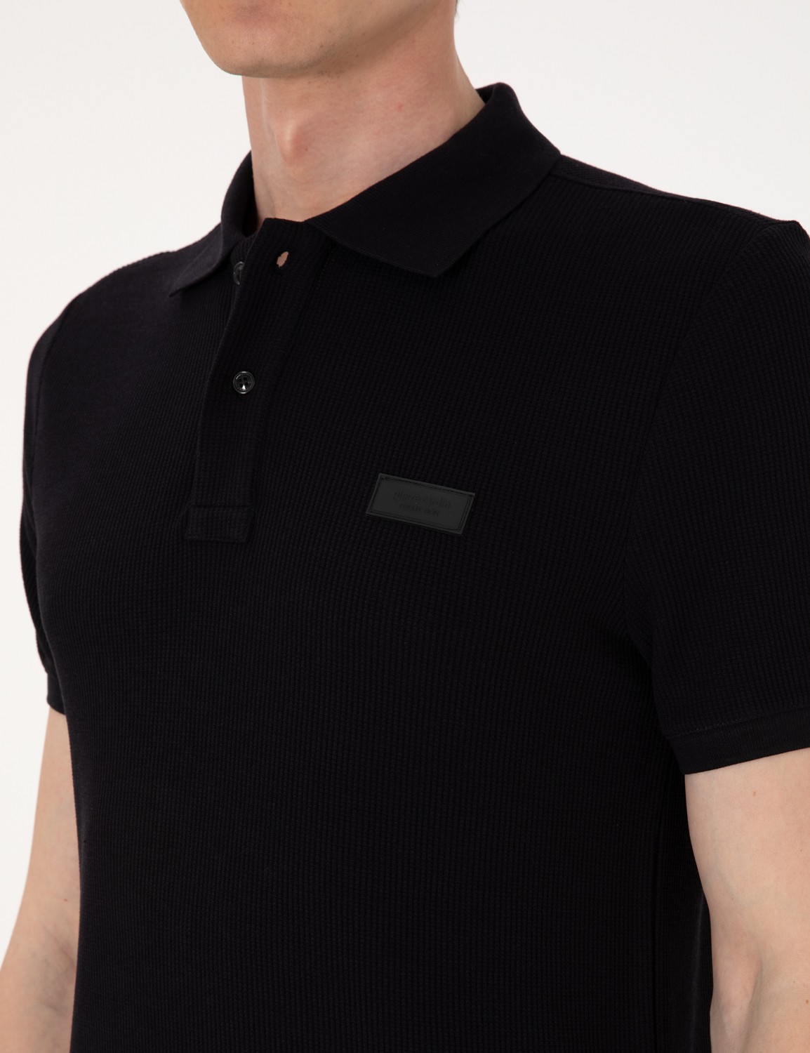 Pierre Cardin Erkek Lacivert Slim Fit Örme Dokulu Polo Yaka Tişört 50309959-VR033 görsel 7