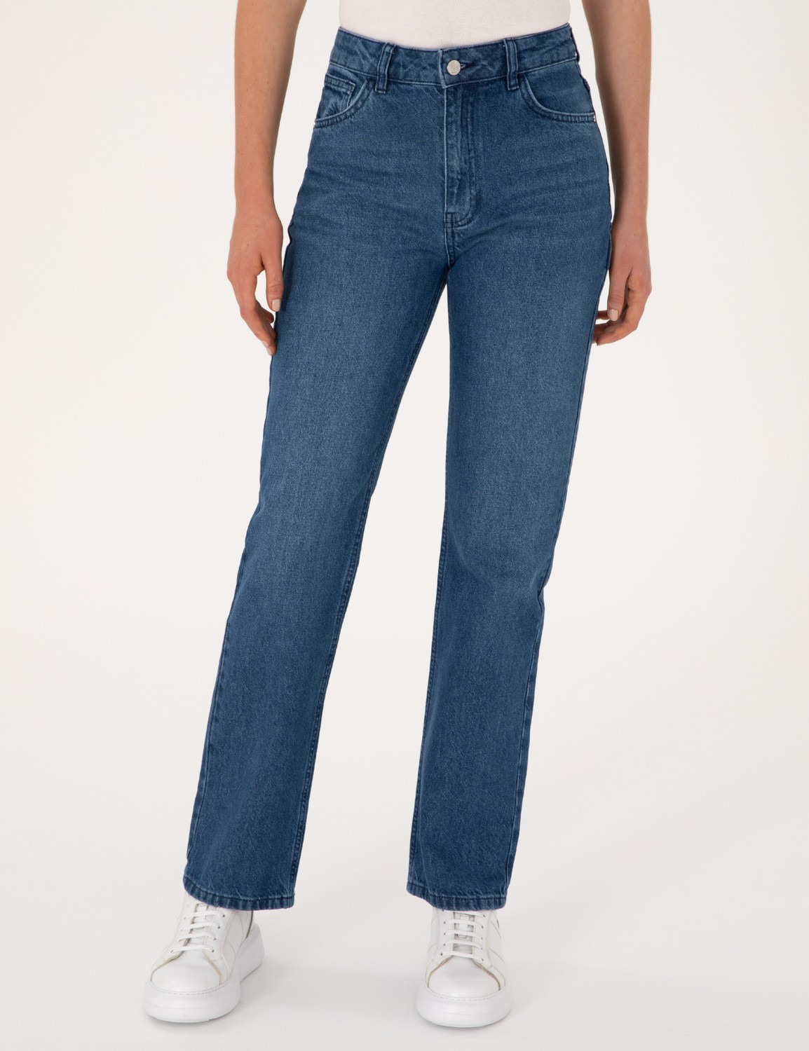 Pierre Cardin Kadın Mavi Straight Fit Jean Pantolon 50313219-VR036 görsel 4