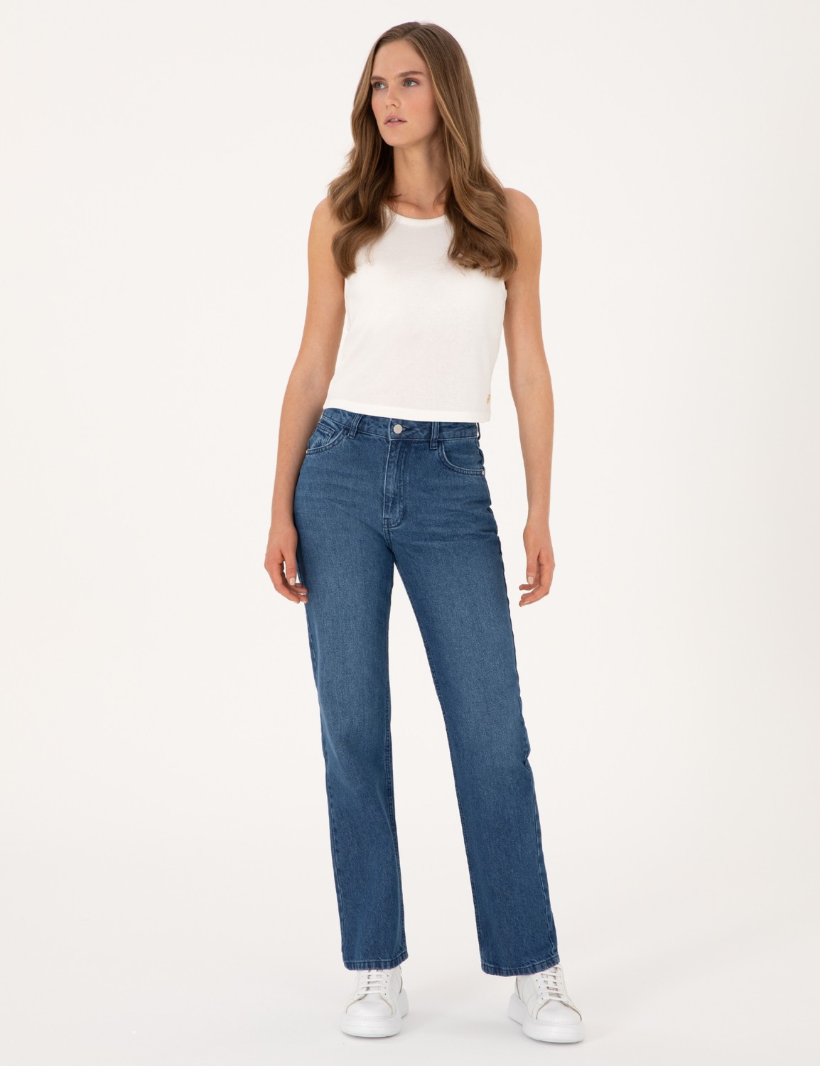 Pierre Cardin Kadın Mavi Straight Fit Jean Pantolon 50313219-VR036 görsel 5