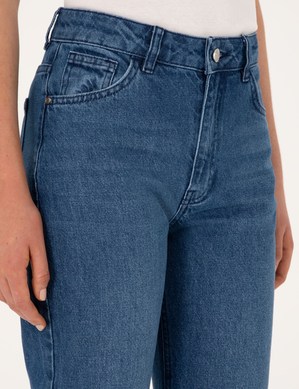 Pierre Cardin Kadın Mavi Straight Fit Jean Pantolon 50313219-VR036