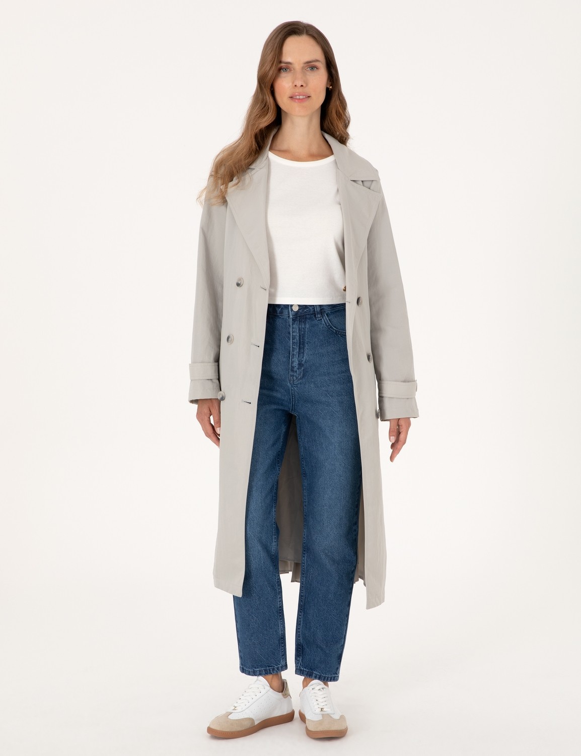 Pierre Cardin Kadın Gri Regular Fit Trençkot 50300847-VR024