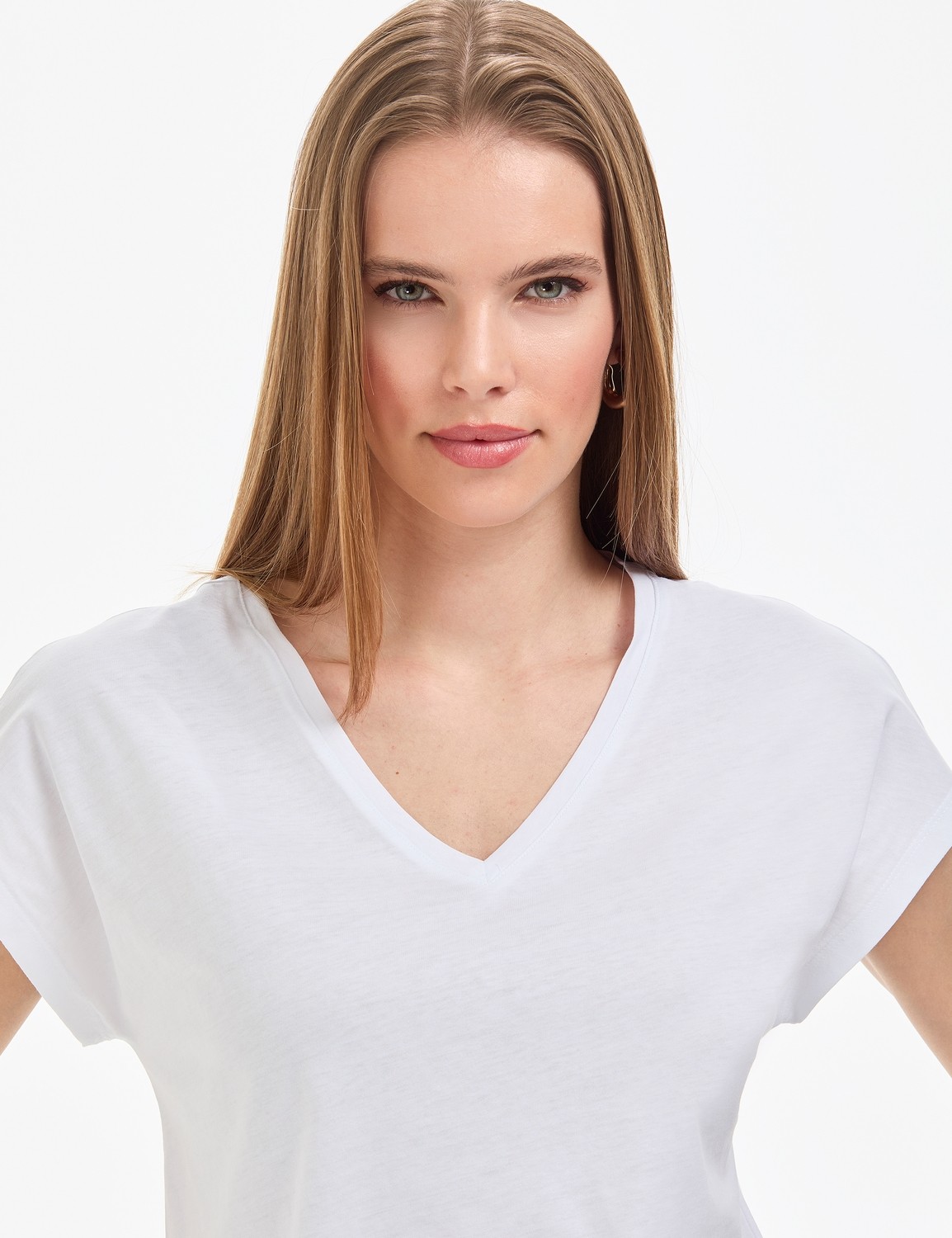 Pierre Cardin Kadın Beyaz Regular Fit Basic Tişört 50325454-VR013 görsel 2