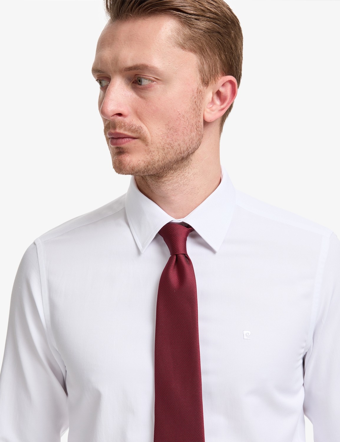 Pierre Cardin Erkek Beyaz Slim Fit Armürlü Uzun Kollu Gömlek 50325354-VR013 görsel 2