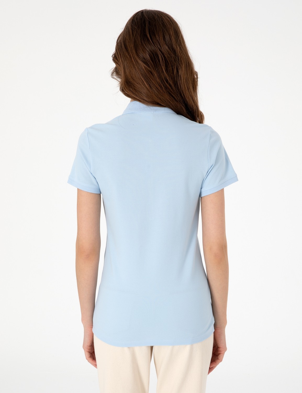 Pierre Cardin Kadın Beyaz Slim Fit Pamuklu Polo Yaka Basic Tişört 50325456-VR013 görsel 5
