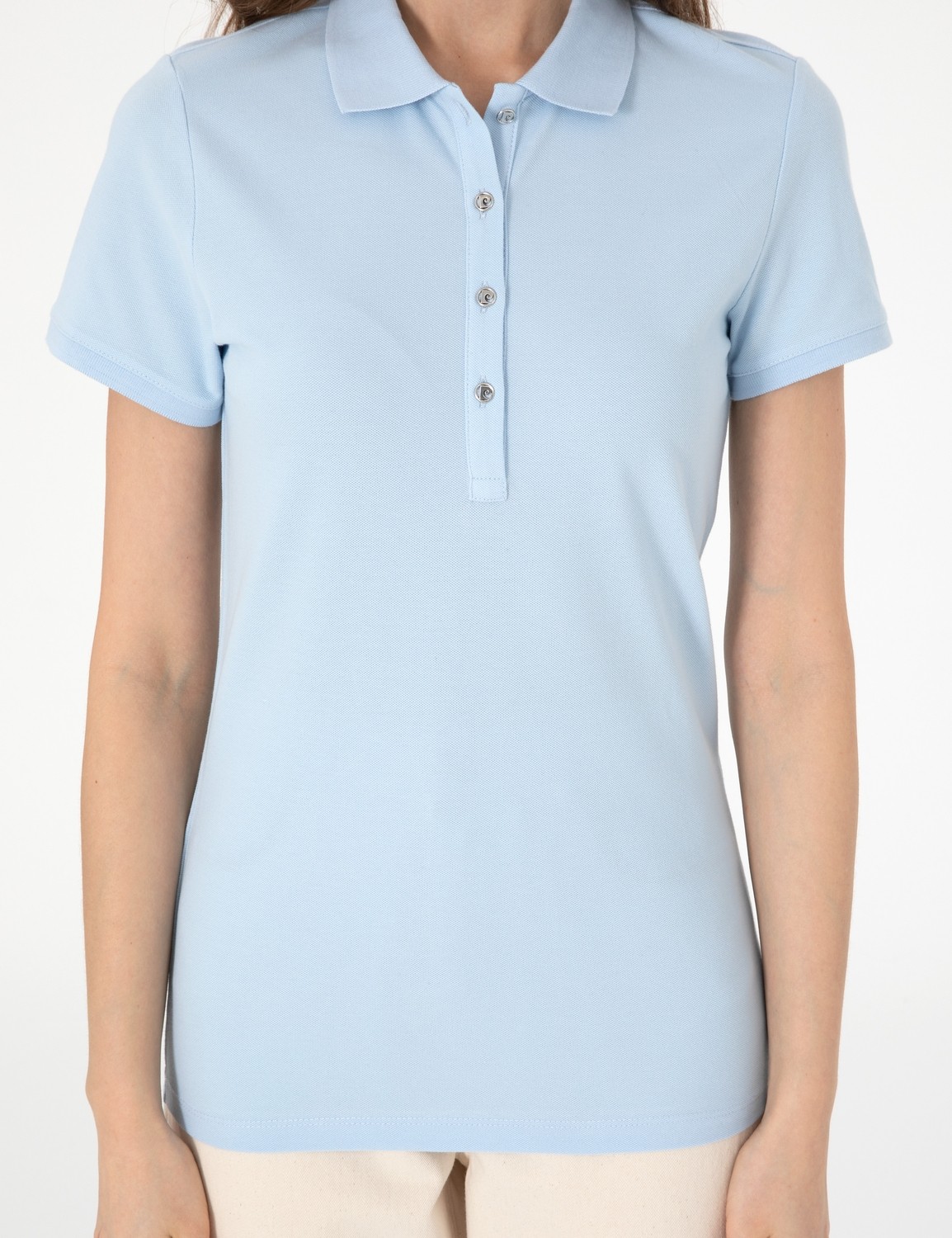 Pierre Cardin Kadın Beyaz Slim Fit Pamuklu Polo Yaka Basic Tişört 50325456-VR013 görsel 6
