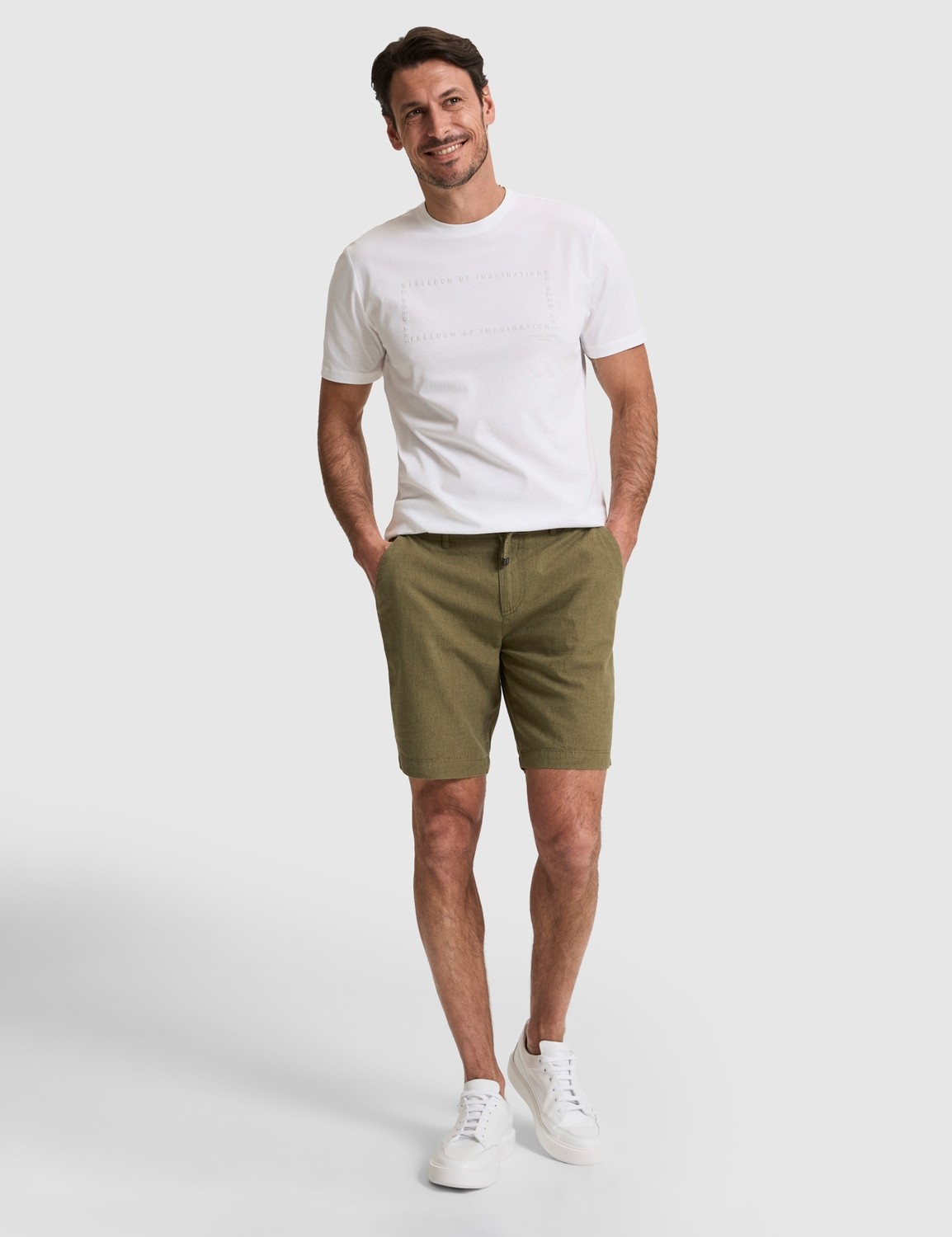 Pierre Cardin Erkek Haki Slim Fit Keten Karışımlı Beli Lastikli Kordonlu Dokuma Şort 50327883-VR027
