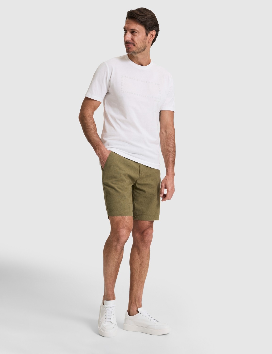 Pierre Cardin Erkek Haki Slim Fit Keten Karışımlı Beli Lastikli Kordonlu Dokuma Şort 50327883-VR027 görsel 3