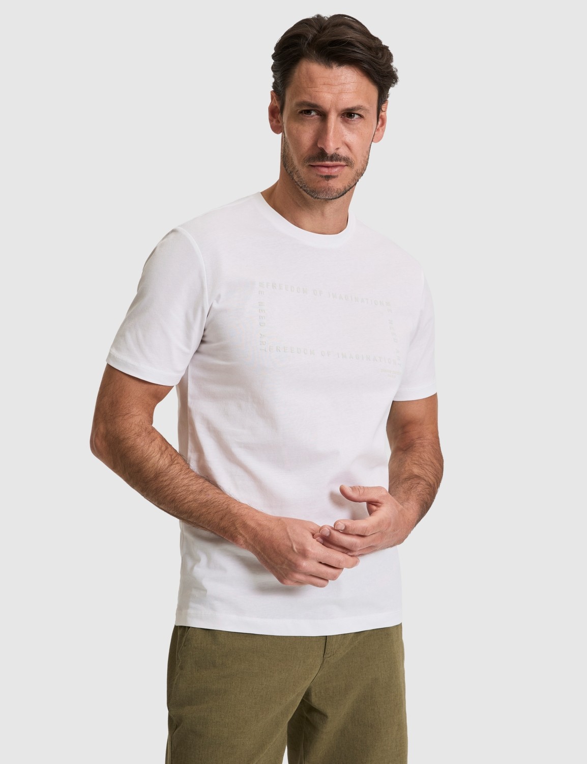 Pierre Cardin Erkek Ekru Regular Fit %100 Pamuk Kısa Kol Tişört Günlük Stil 50327871-VR019
