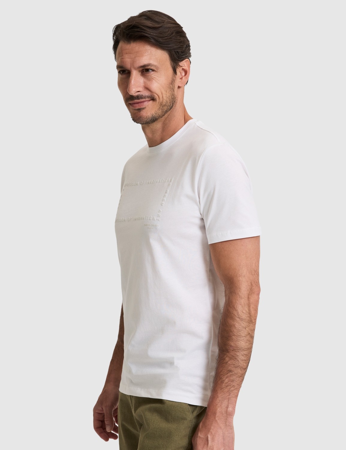 Pierre Cardin Erkek Ekru Regular Fit %100 Pamuk Kısa Kol Tişört Günlük Stil 50327871-VR019 görsel 3