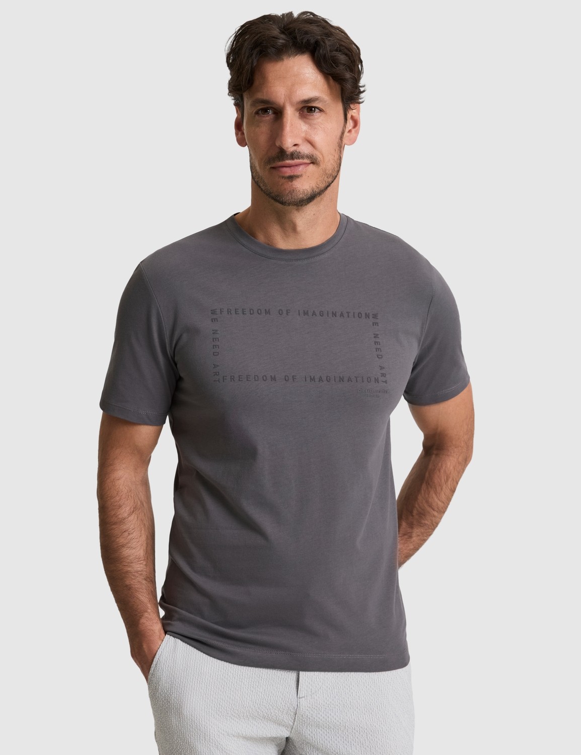 Pierre Cardin Erkek Ekru Regular Fit %100 Pamuk Kısa Kol Tişört Günlük Stil 50327871-VR019