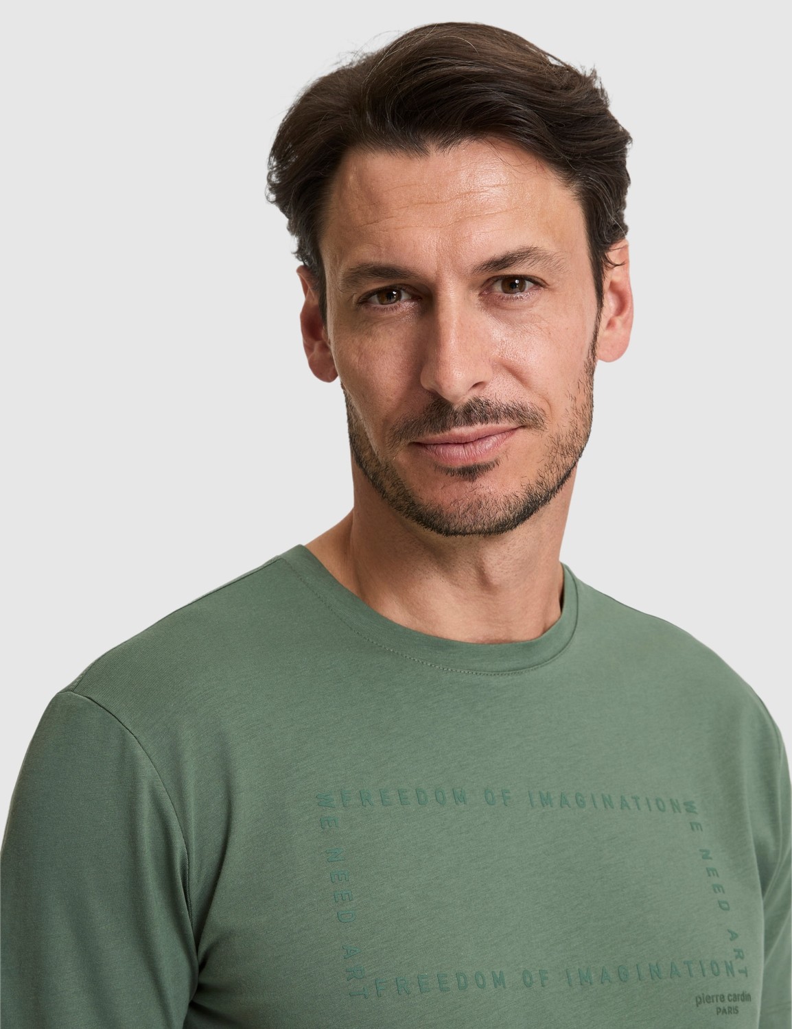 Pierre Cardin Erkek Ekru Regular Fit %100 Pamuk Kısa Kol Tişört Günlük Stil 50327871-VR019 görsel 8