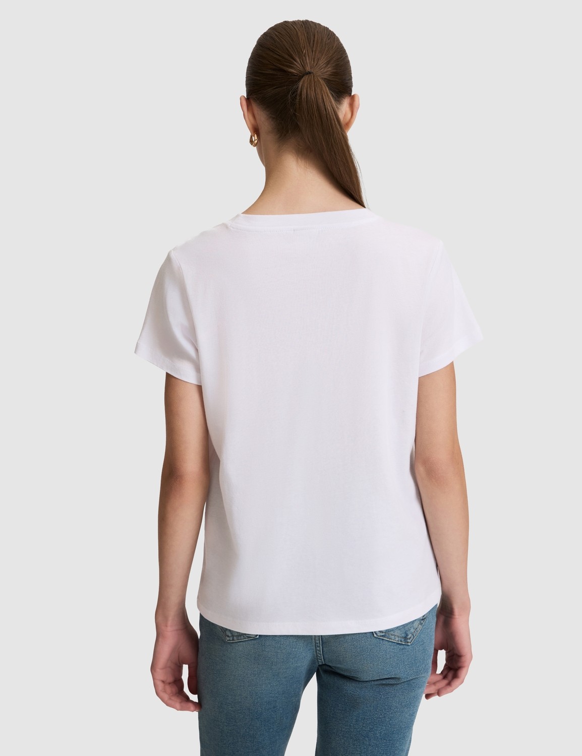 Pierre Cardin Kadın Beyaz Regular Fit Basic Tişört 50325474-VR013 görsel 5