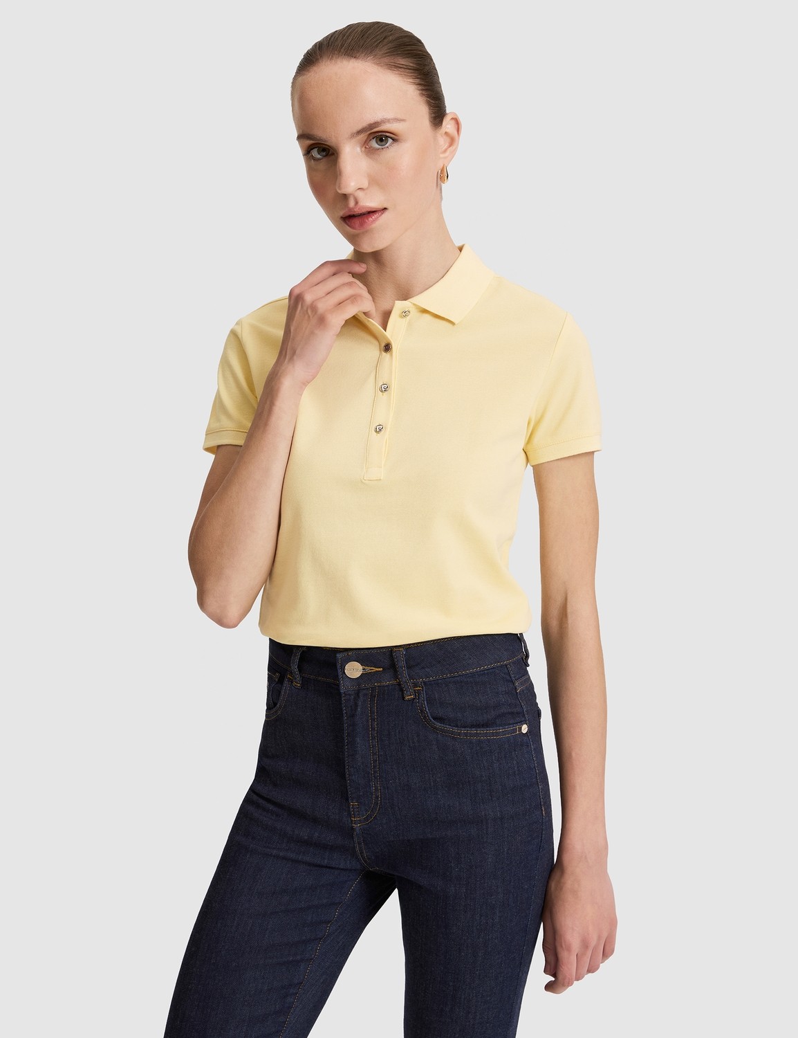 Pierre Cardin Kadın Beyaz Slim Fit Pamuklu Polo Yaka Basic Tişört 50325456-VR013