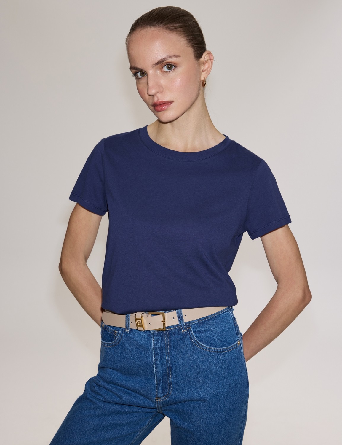 Pierre Cardin Kadın Beyaz Regular Fit Basic Tişört 50325474-VR013